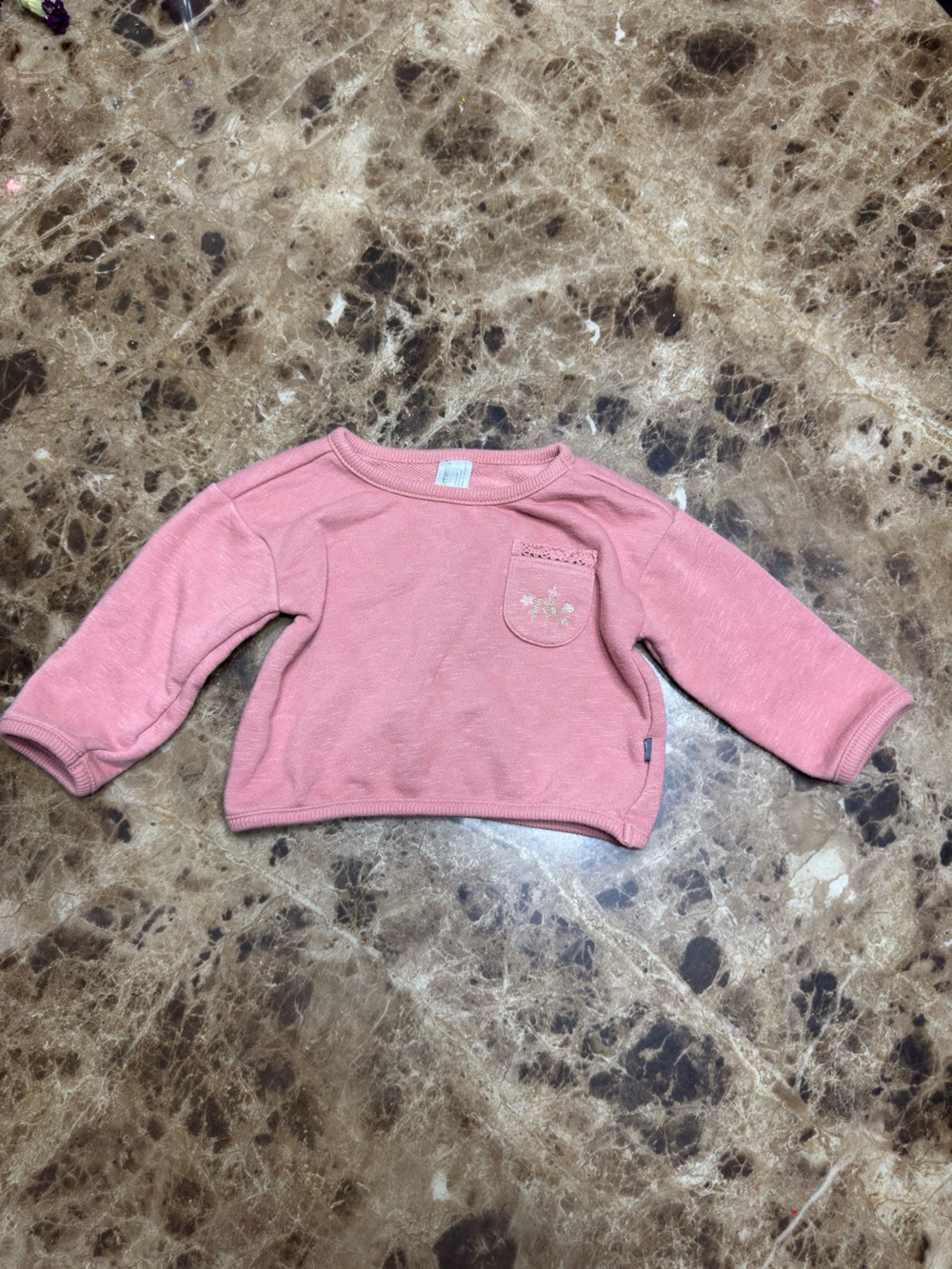 Gerber Pink Long-Sleeve Baby Sweatshirt with Pocket Embroidery